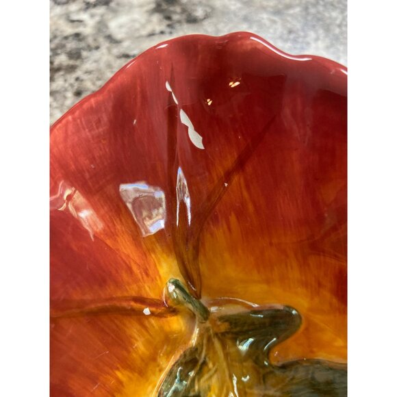 Vintage Leaf Shaped Ceramic Bowl | Fall Decor | Autumn Glazed Centerpiece Dish - Picture 10 of 11